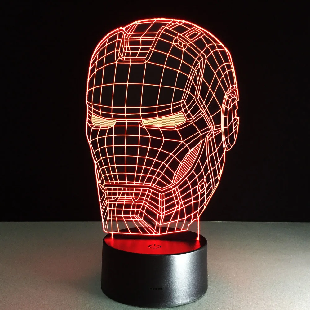 Железный человек светодиодная настольная лампа 3D Оптическая иллюзия ночник