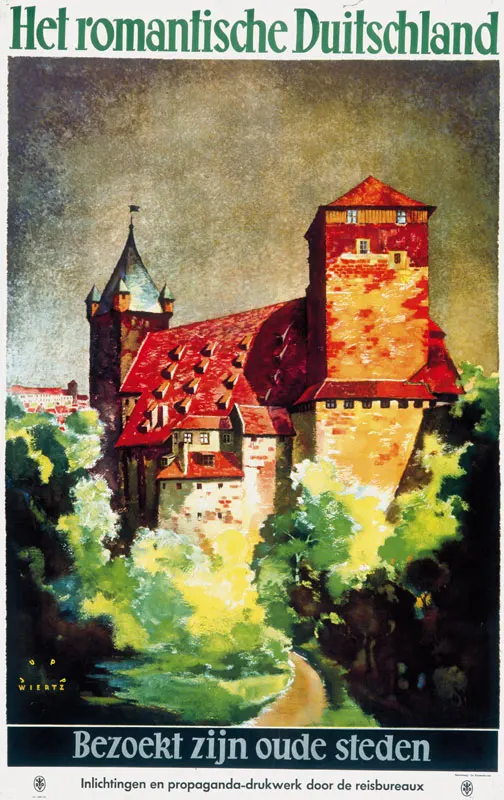 Германия туристические плакаты Het romantische Duitschland классические настенные наклейки