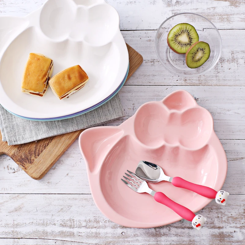 Обучающая миска для кормления детей ясельного возраста с ложкой мультяшная