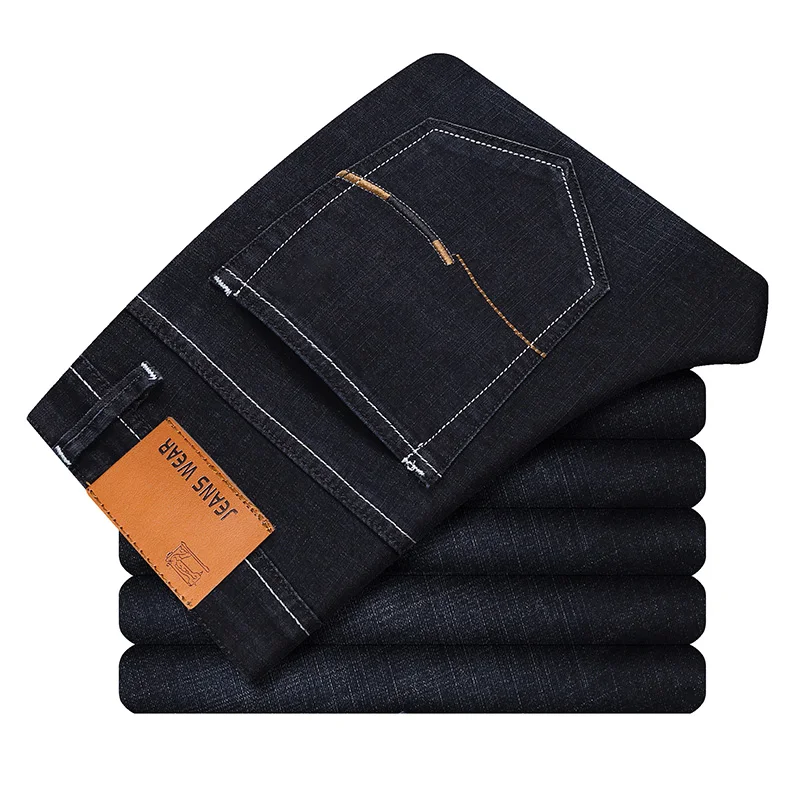

2019 Male Business Denim Pants Slim Fit Brand Casual Mens Classic Cotton Jeans Stretch Overalls for Men Size 38 40