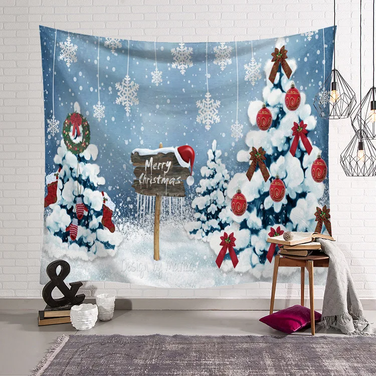 Merry Christmas Wall Tapestry 3d Santa Claus Deer Snowman Printing Kids Room Decor Xmas Hanging Present Gift Farmhouse | Дом и сад