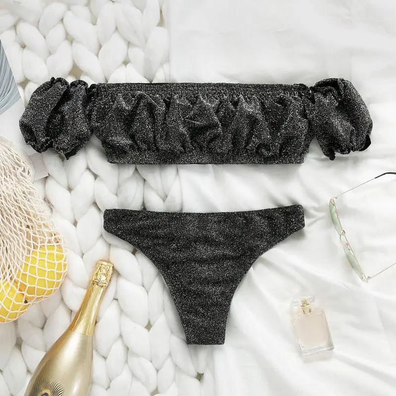 Bikinx, женские бикини с открытыми плечами,, mujer, купальный костюм, пуш-ап, сексуальный купальник, Женский бандо, топ, купальник, женский летний комплект бикини