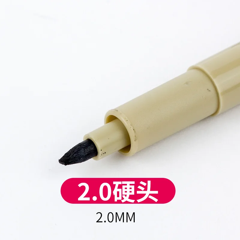 2.0mm Маркеры Pigma Микрон ручка игла мягкая кисть рисунок водостойкая живопись ручка 005 01 02 03 04 05 08 1,0 кисть художественные маркеры - Цвет: 2.0mm