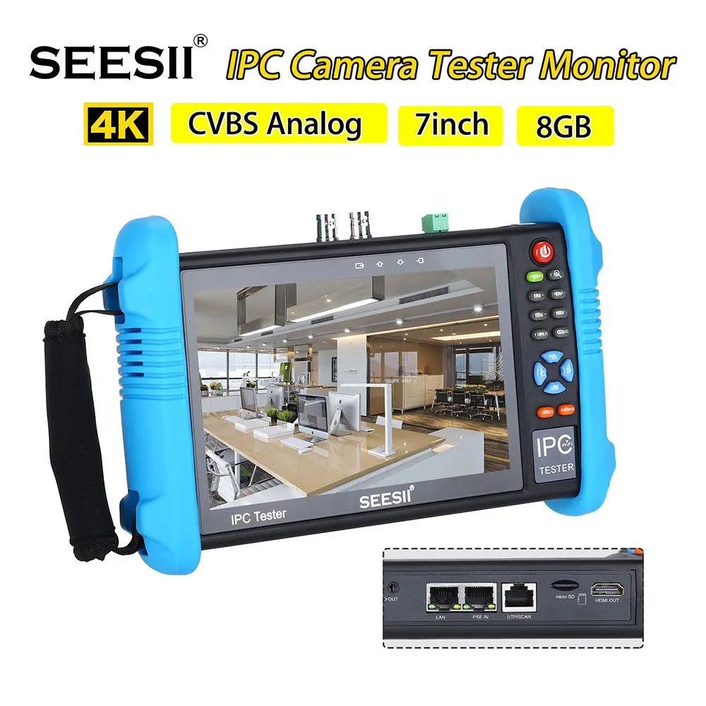 SEESII 9800PLUS 7-дюймовый 1920*1200 IP-камера тестер er 4K 1080P IPC CCTV монитор Видео Аудио POE тест - Фото №1