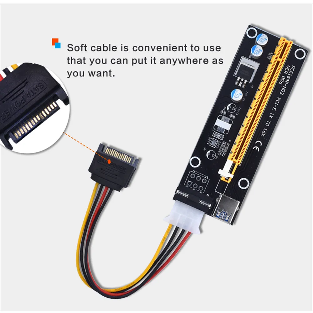 Оптовая продажа USB 3 0 PCI E Express 1X 4x 8x 16x расширитель переходника карта SATA 15pin папа к 4pin