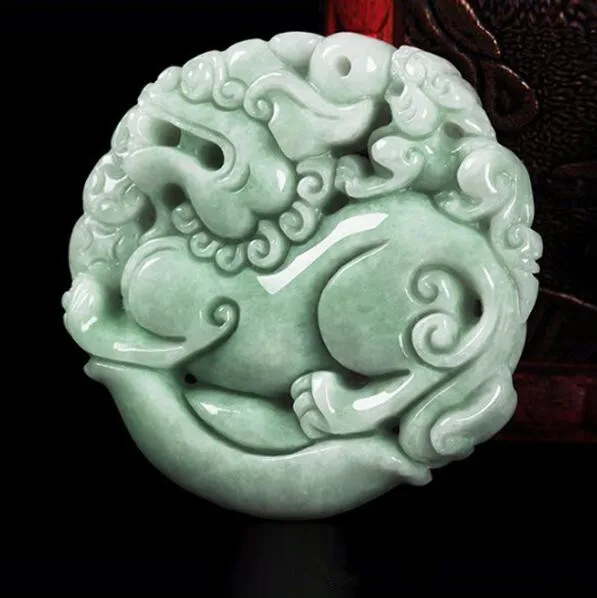 50*50*14мм Натуральный нефрит жадеита Ледяной нуо жонг Двусторонний кулон PIXIU Ю пей ожерелье Свитер цепи