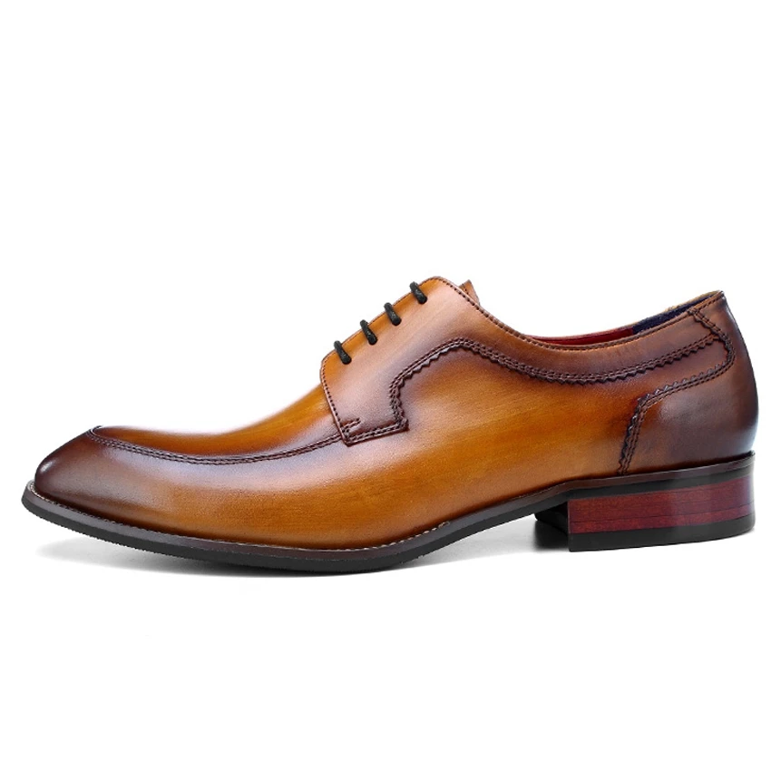 2019 Classic Genuine Leather Men's Handmade Wedding Party Footwear Round Toe Derby Man Formal Dress Groom Welted Shoes BQL157 | Обувь