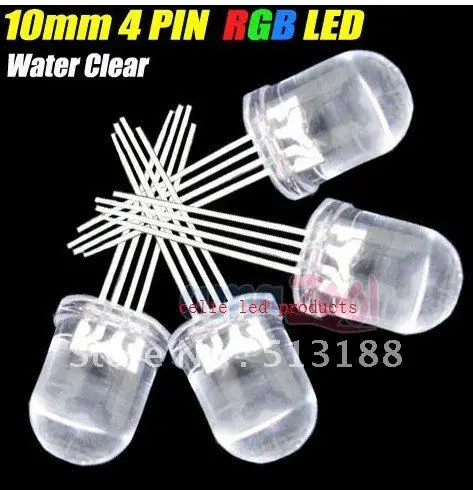 Качество 10 мм 4 контакта общий катод/Анод RGB светодиодный прозрачный