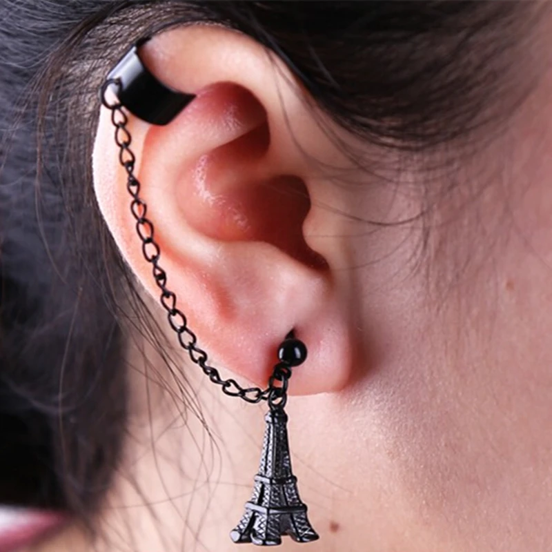 

Long chain dangle earrings tower pendent cool ear jewelry man woman fashion earrings