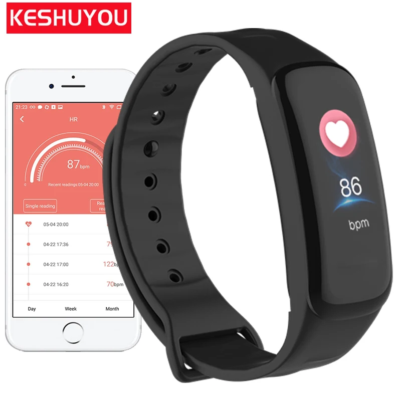 

KESHUYOU c1s bluetooth smart band blood pressure watch case material plastic activity tracker smartband fitness bracele watch