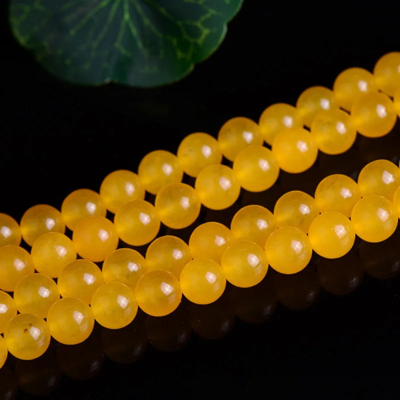 

Smooth Natural Stone Yellow Chalcedony Quartz Crystal Stone Round Loose Spacer Beads For Jewelry Making DIY Necklace Bracelet