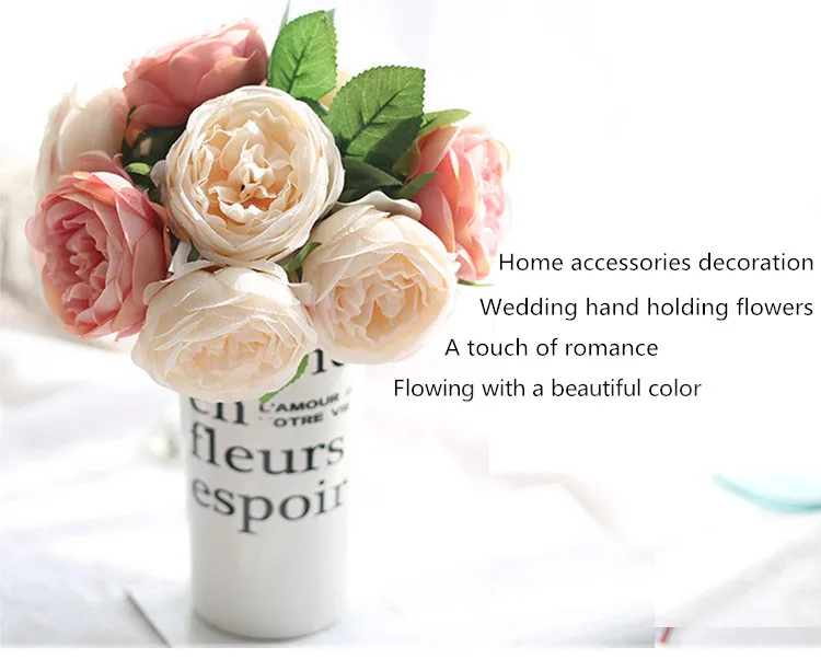 5 head Multilayer Silk Rose Artificial flower wedding hand bouquet home decoration | Дом и сад