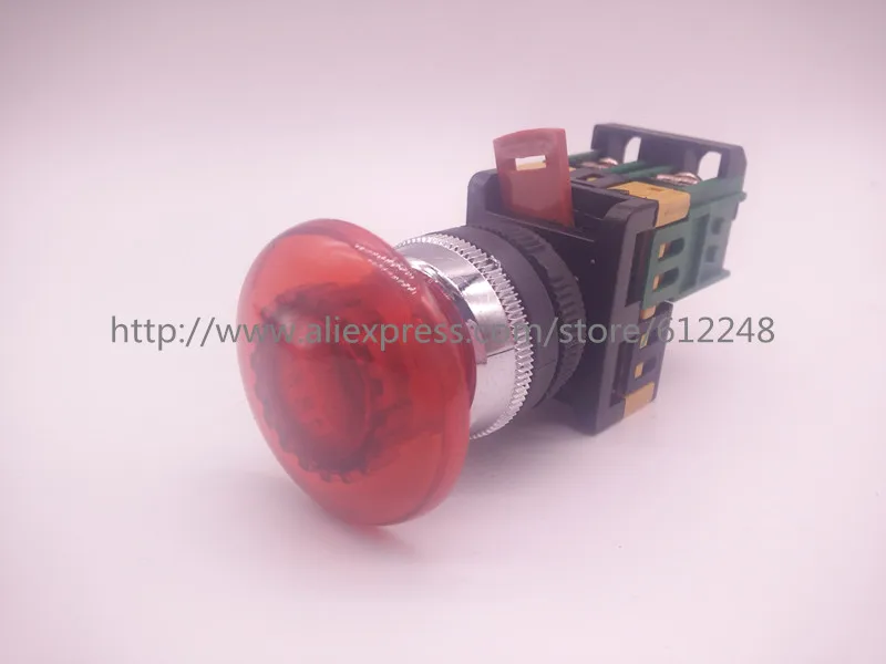

TEA-22 European Style Plastic Push Button Switch With Lamp Red Mushroom Head