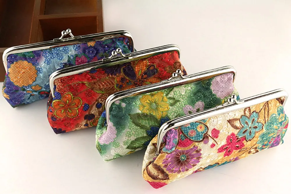 

Retro Mini Coin Change Purse New Purse Women Lady Retro Vintage Flower Small Wallet Hasp Purse Clutch Bag cartera fina A50