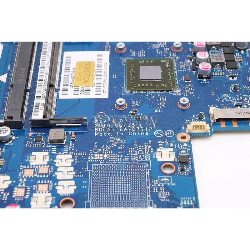 Nokotion 854962-001 854962-601 материнская плата для ноутбука HP 15-BA BDL51 LA-D711P CPU на борту