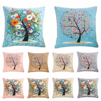 colorful tree pattern polyester cotton cushion covers modern style home decorative art square throw pillow case 45x45cm