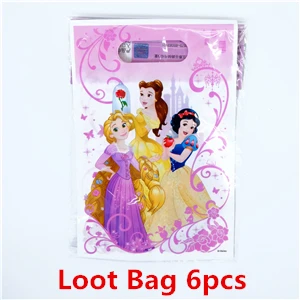 Loot bag 6pcs Дисней Принцесса Белоснежка Золушка колокол Русалка Спящая красавица запутанные Дети Детская Вечеринка дня рождения событие украшения поставки - Цвет: Loot bag 6pcs