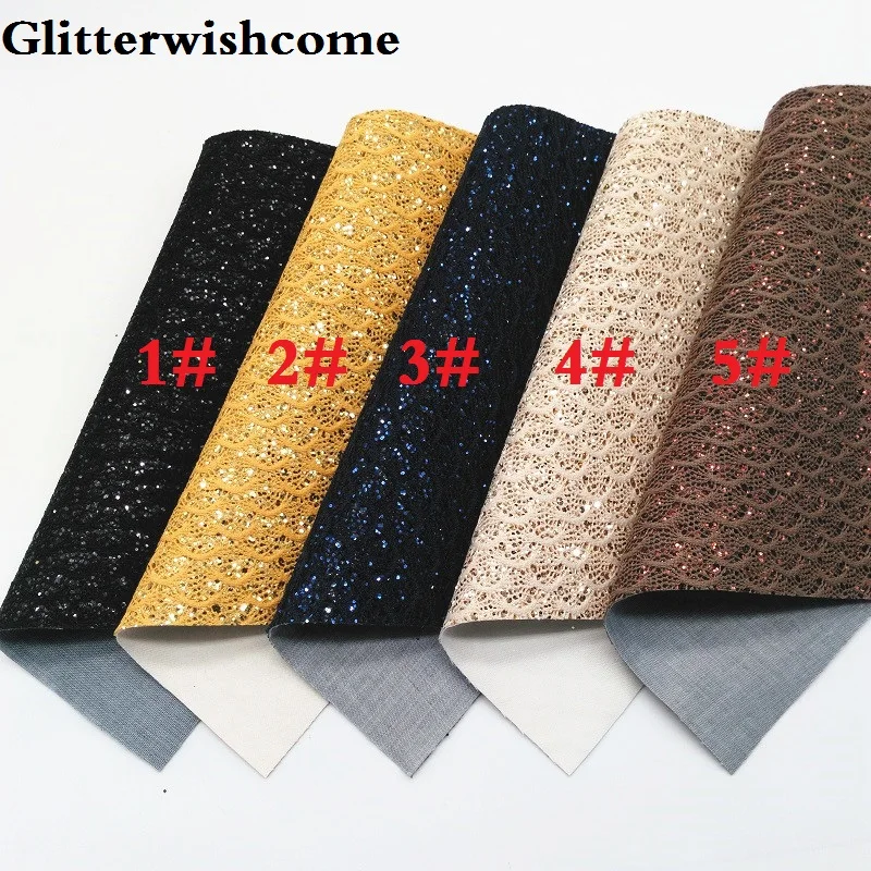 Glitterwishcome 30X134 см мини кружево в рулоне блестящая кожа, рыбка чешуя Русалки Fabirc кожа ткань винил для луков, GM020