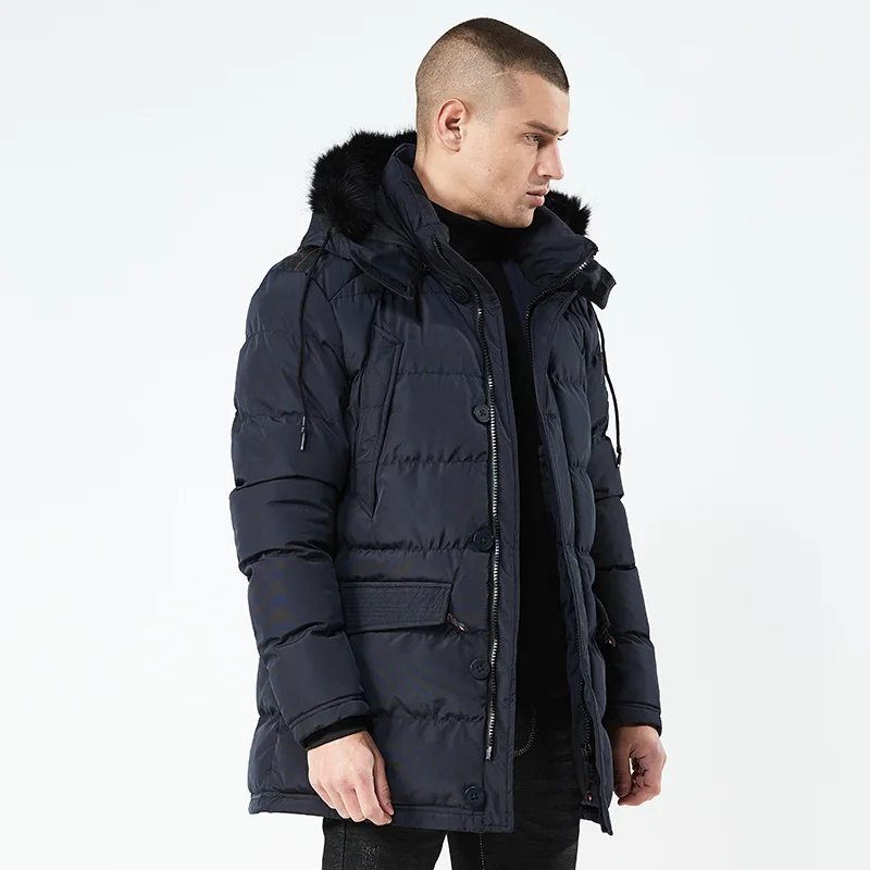 

Men's Fur Collar Windproof Parkas Velvet Warm Coat Mens -20 Degree Long Winter Jacket Men Hooded Thick Casual Outwear Jackets