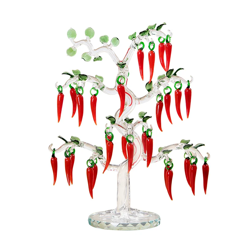 Creative crystal red pepper tree living room wine cabinet decoration Feng Shui gifts lucky crafts ornaments fire | Дом и сад