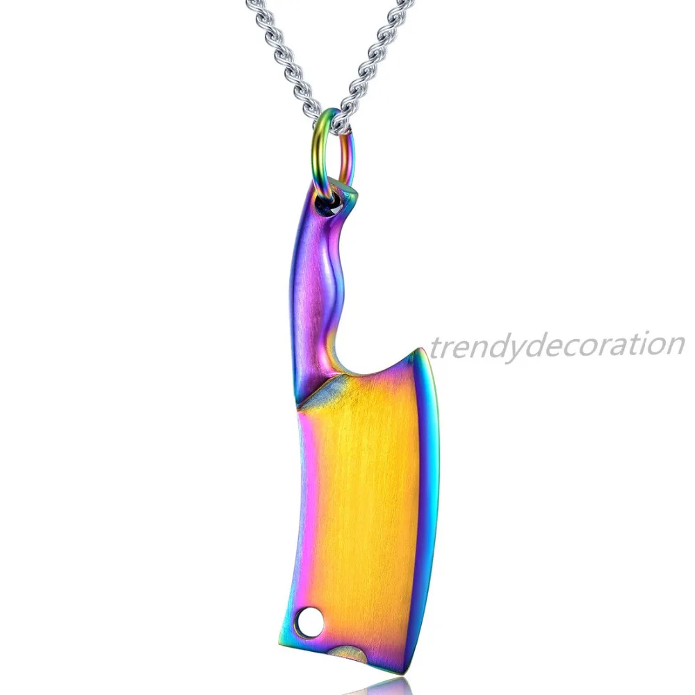 Ожерелье из нержавеющей стали Панк охотничий нож кулон мужчины красочные