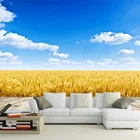 Золотая пшеничная область, голубое небо и белые облака, ТВ фон, Настенная бумага, 3D настенные фотообои, рулон бумаги для гостиной, домашний декор