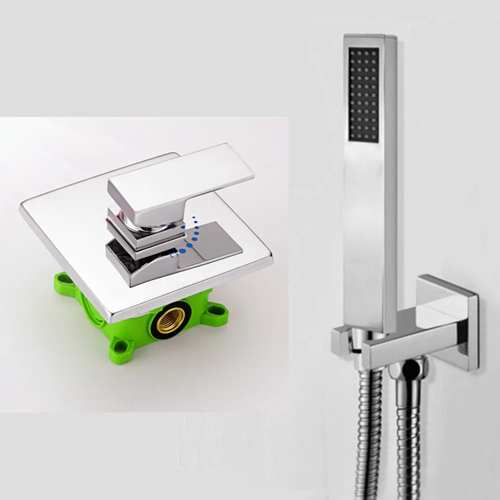 

Chrome Brass hand Shower Set Faucet Wall Mounted with brass holder and hot cold control shower valve IS125