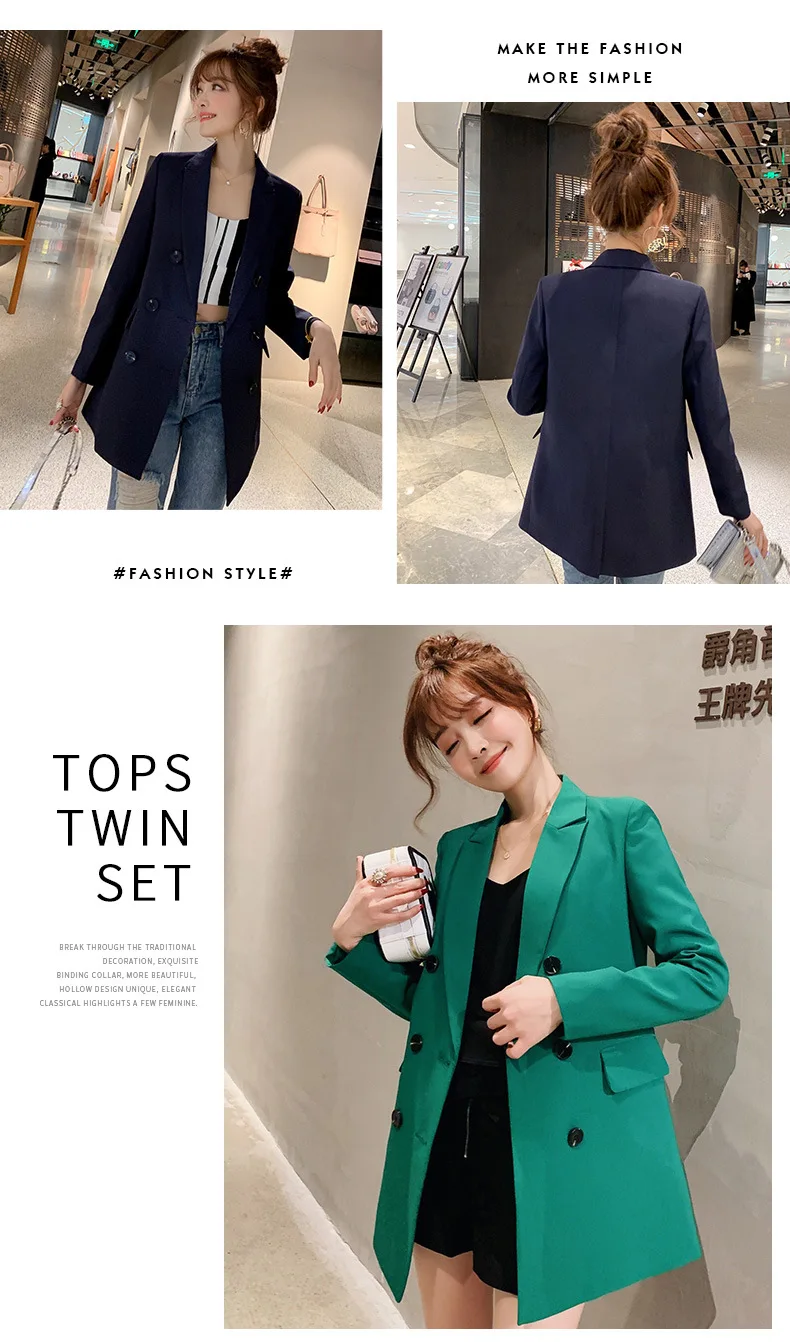 Chaquetas осенняя куртка с длинными рукавами женские формальные пальто зеленые черные однотонные офисные рабочие длинные женские куртки 5025 80