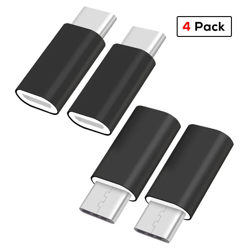 4 Pack Black SUPTEC 10 шт USB адаптер usb type C к Micro USB OTG кабель type-C Конвертер Разъем для Macbook samsung S9 S8 huawei P20 P10 - Цвет: 4 Pack Black