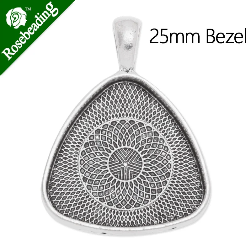 

25 мм Античное посеребренное трилатеральное основание из цинкового сплава с кабошоном, оправа кабошона, продано 20 шт./лот-C3597