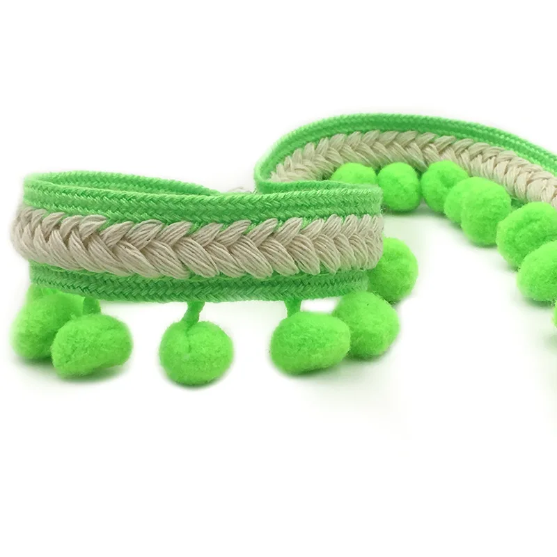 25Yards Ethnic National Braid Pom Lace Trim Tassel Ball Ribbons Fabric DIY Hair Skirt Edge Curtain Accessories Fringe Sewing | Дом и сад