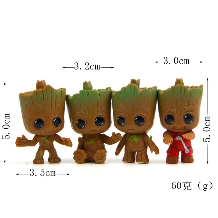 Marvel Movie Guardians Of The Galaxy 2 4 шт./компл. Brinquedos Mini Cute Baby Tree Man танцевальная модель