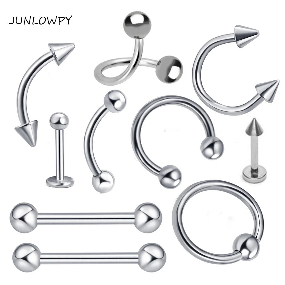Набор для пирсинга JUNLOWPY 20 шт. из нержавеющей стали 14 г 16 кольцо живота язык трагус