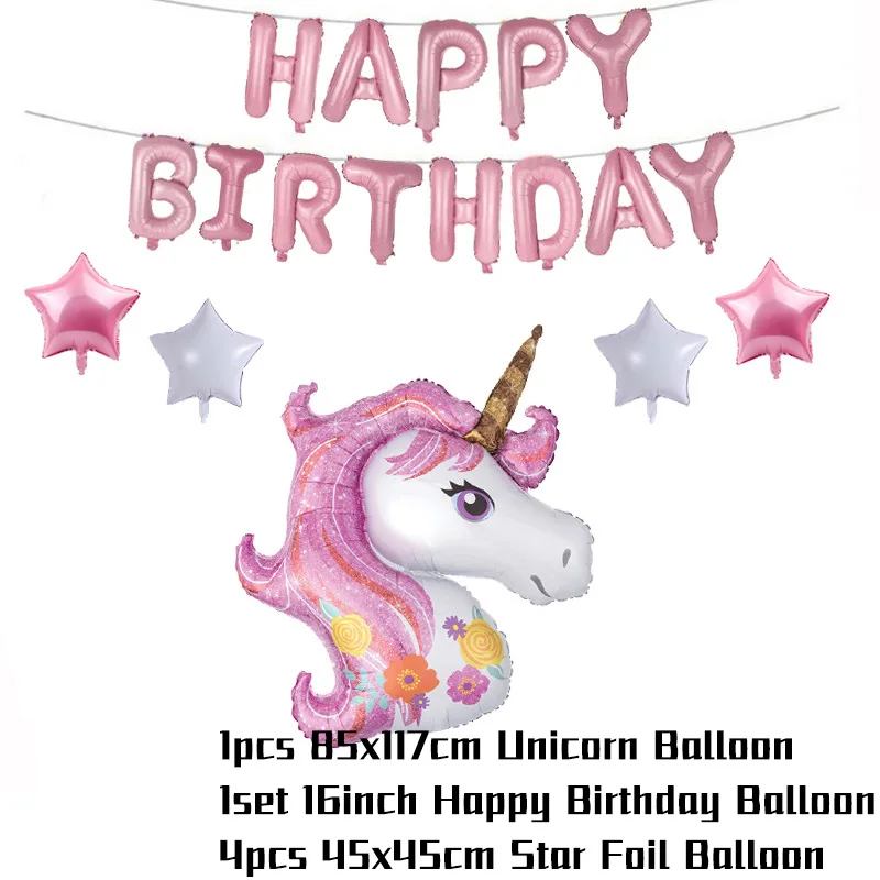 1set Unicorn Balloon На день рождения с изображением единорога декоративный комплект Единорог пластины салфетки для стаканчиков покрытие стола Беби Шауэр детский украшение на день рождения, вечеринку поставки - Цвет: 1set Unicorn Balloon