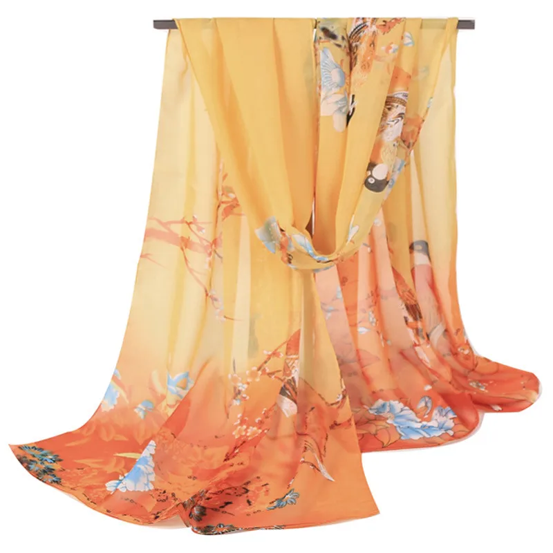 Новинка 2017 Женский шифоновый шелковый шарф новый цветочный принт дамские