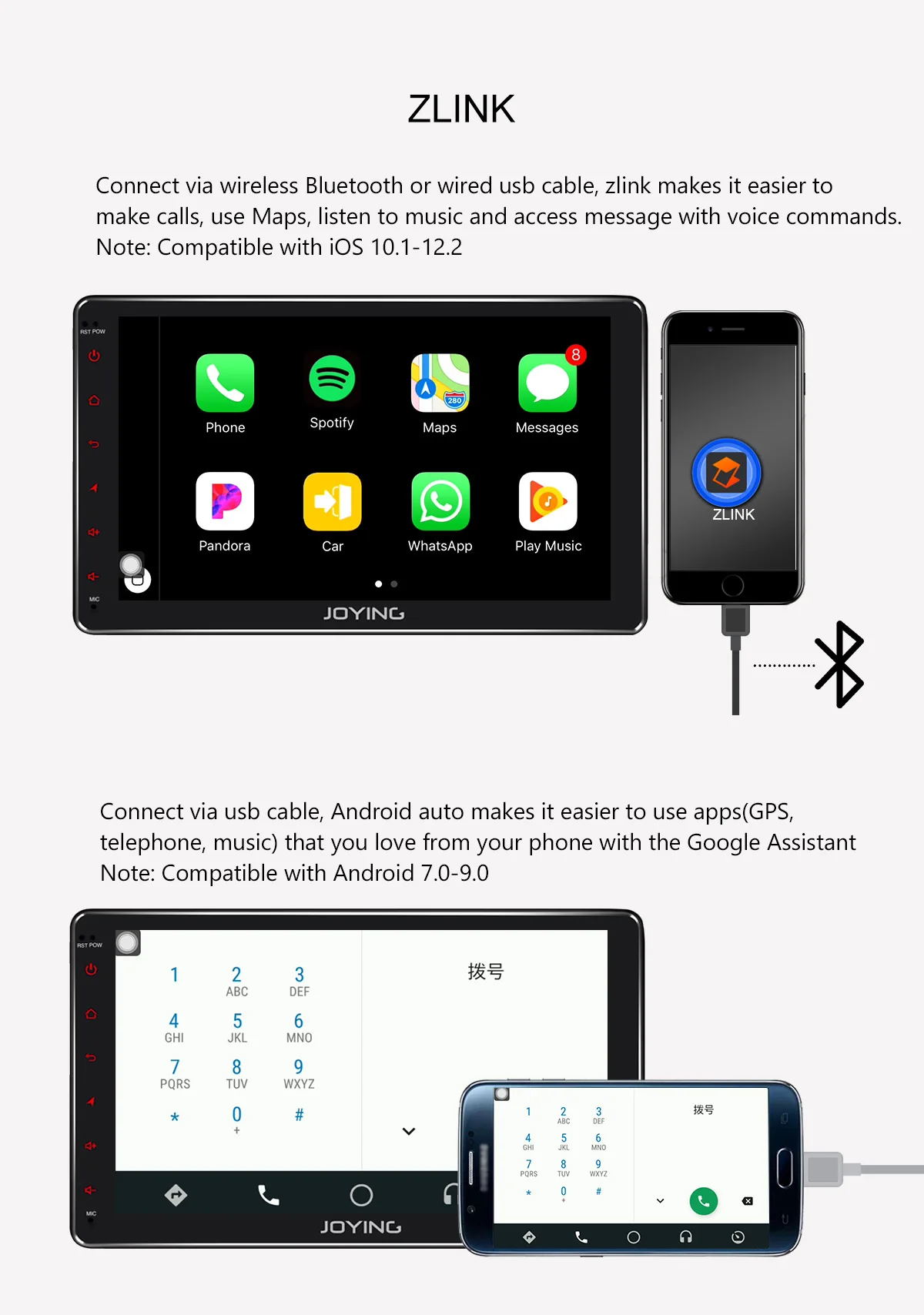 Радуясь 1280*720 Android 8,1 2 din автомагнитола 4 Гб+ 64 Гб rom 10,1 дюймов сенсорный экран универсальный плеер головное устройство bluetooth Carplay
