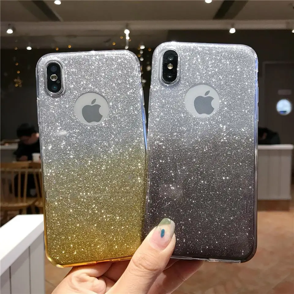 Блестящая текстура градиентный чехол для iphone X блестящий XR XS MAX 6s 7 8 Plus Huawei P20 Lite P30