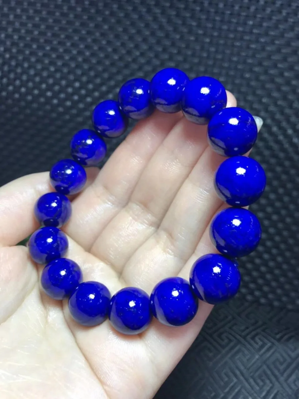 Бусины для браслета из чистого золота с натуральным монохромом 13 мм и синим