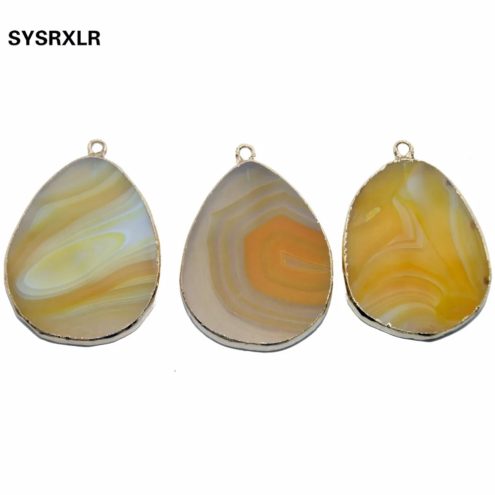 Wholesale 1 Pcs Irregular Natural Agates Golden-Plated Yellow Color Stone Pendant DIY Fit Necklace Earring Or Jewelry Making | Украшения и