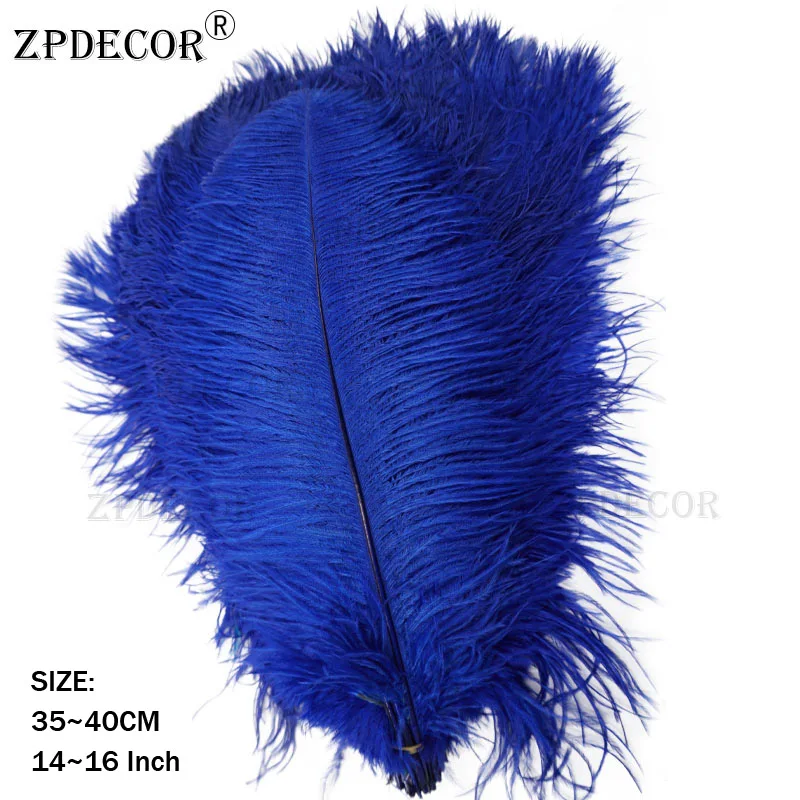 Королевский синий ZPDECOR страусиные перья 35-40 см для рукоделия, товары для свадебной вечеринки, карнавальные украшения для танцоров - Цвет: Королевский синий