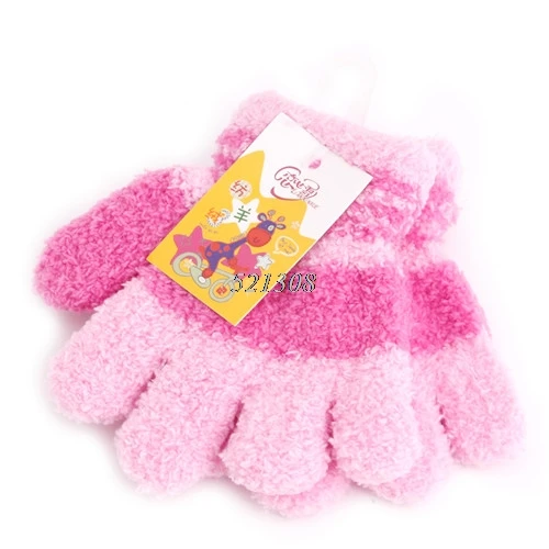 pink Новые детские перчатки для девочек и мальчиков, флисовые мягкие перчатки, теплые зимние аксессуары - Цвет: pink