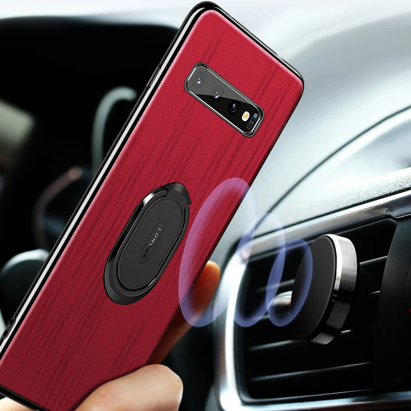 Чехол для Samsung Galaxy S10e мягкая искусственная кожа подставка с магнитным кольцом