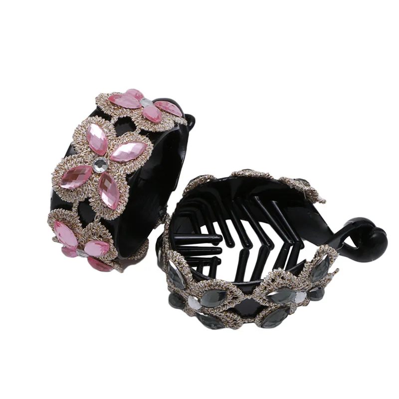 Распродажа женские Стразы цветок заколка для волос коготь резинка лента