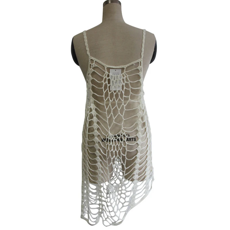 Сексуальное прозрачное пляжное платье 2018 летняя накидка кроше ручной работы