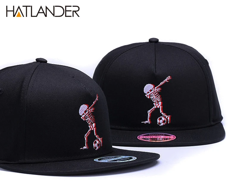 HATLANDER 5 панелей Хлопковые бейсболки бренд вышивка череп Хип-хоп кепки крутые Регулируемые спортивные шапки забавные черные бейсболки
