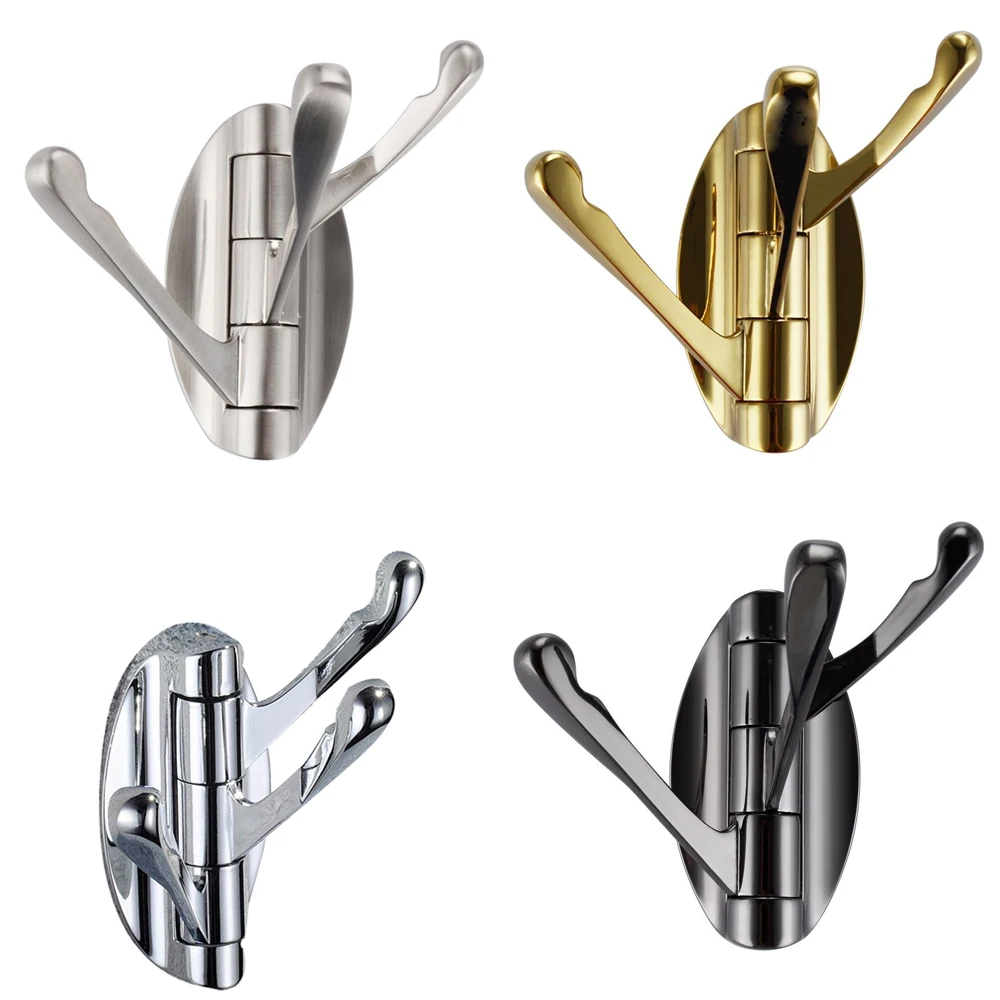 

Leyden Modern ORB Chrome Brushed Gold Finish Metal Bathroom Rotatable Hooks Towel Clothes Hats Movable Activity Hooks
