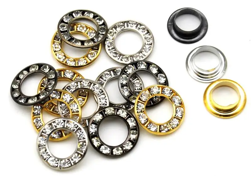 RE-17mm-001 120 компл./лот 3 цвета 17 мм круглые металлические медные Стразы люверсы хрустальные алмазные люверсы стеклянные люверсы