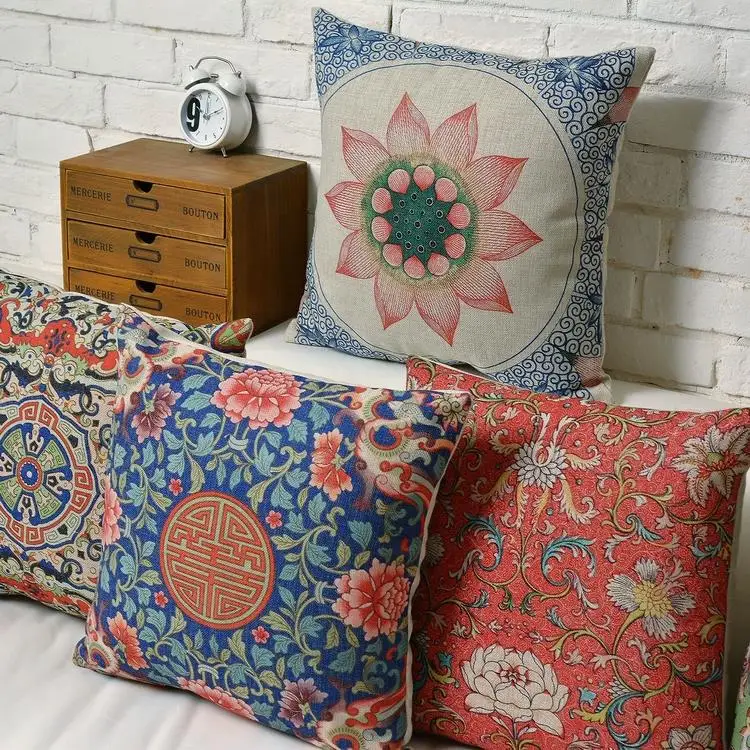 Винтажная Подушка с изображением национального ветра и благоприятных узоров