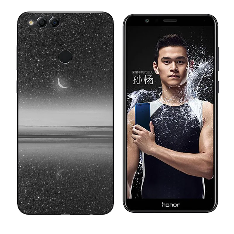 Clear TPU for Honor 7X Back Phone Cover Soft Silicone Huawei honor Const Printing Cases 5.93&quot Fundas |
