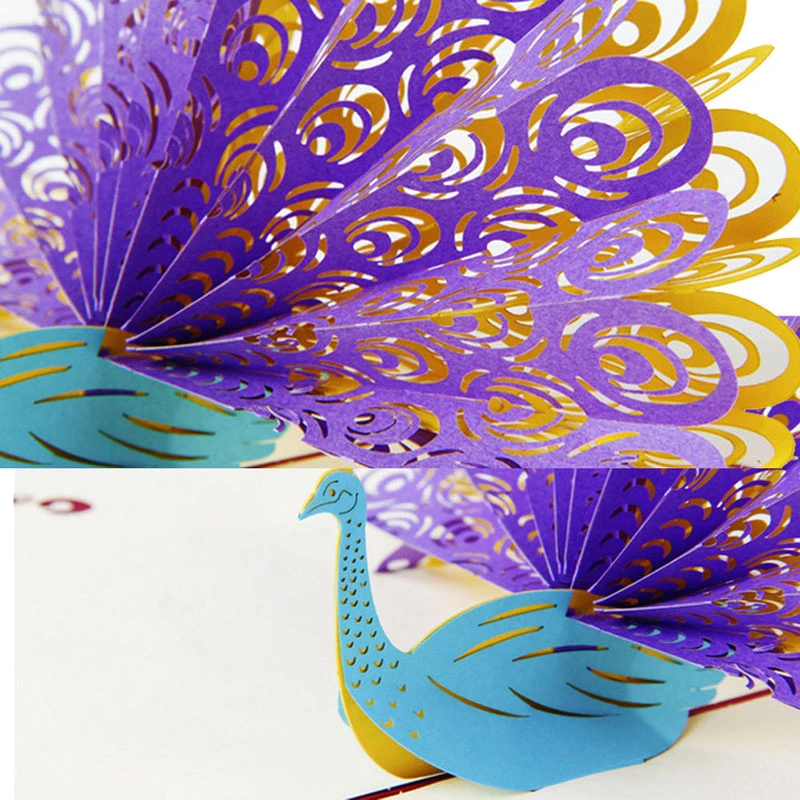 Открытка 3D всплывающие поздравительные открытки ручной работы Павлин день